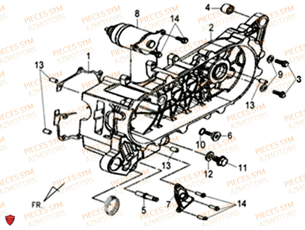 Carter Moteur SYM Pièces XPRO 50 E4 - AE05W9-EU (2018-2021)