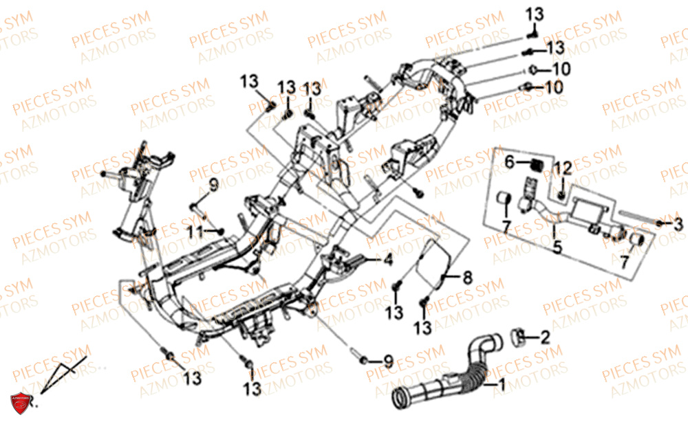 Chassis SYM Pièces XPRO 50 E4 - AE05W9-EU (2018-2021)