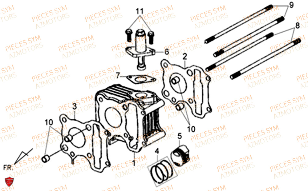 Cylindre SYM Pièces XPRO 50 E4 - AE05W9-EU (2018-2021)