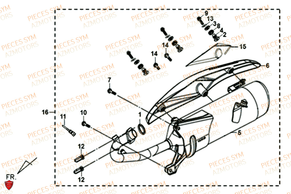 Echappement SYM Pièces XPRO 50 E4 - AE05W9-EU (2018-2021)