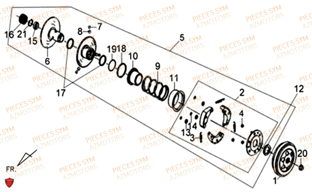 Embrayage SYM Pièces XPRO 50 E4 - AE05W9-EU (2018-2021)