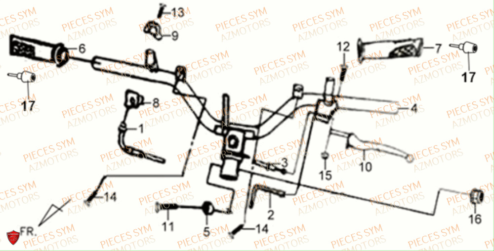 Guidon SYM Pièces XPRO 50 E4 - AE05W9-EU (2018-2021)