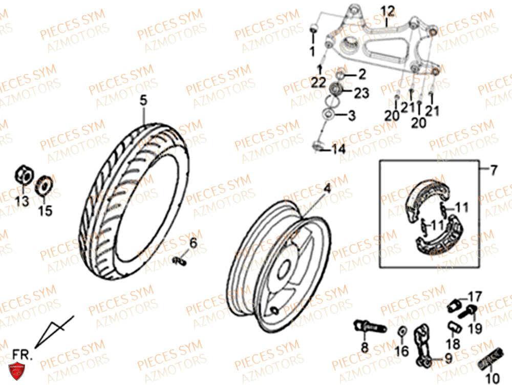Roue Arriere SYM Pièces XPRO 50 E4 - AE05W9-EU (2018-2021)