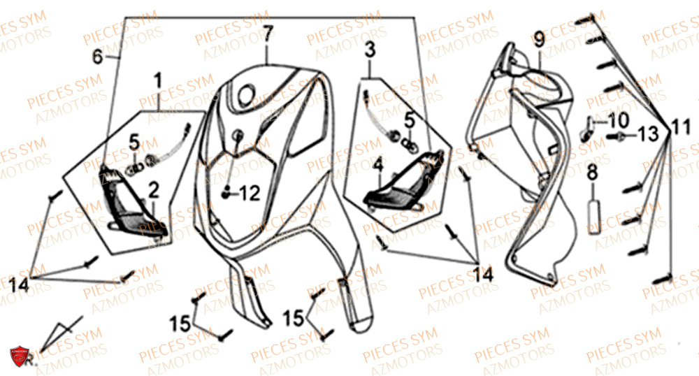 Tablier Avant SYM Pièces XPRO 50 E4 - AE05W9-EU (2018-2021)