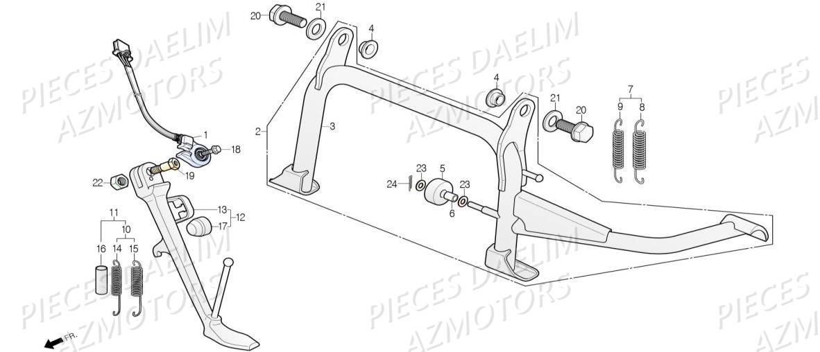 Bequille AZMOTORS Pieces Scooter DAELIM XQ1 125 D