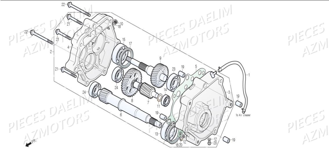 Boitier Transmission DAELIM Pieces Scooter DAELIM XQ1 125 D