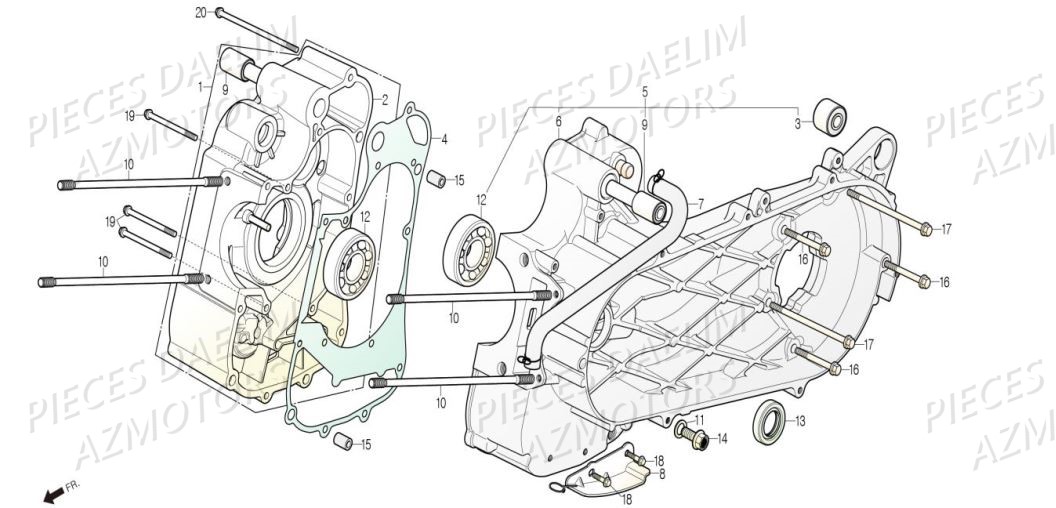 Carters Moteur AZMOTORS Pieces Scooter DAELIM XQ1 125 D