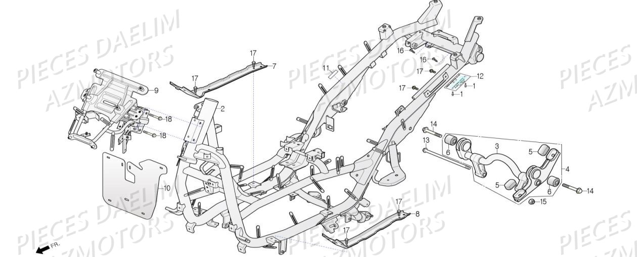 Chassis AZMOTORS Pieces Scooter DAELIM XQ1 125 D