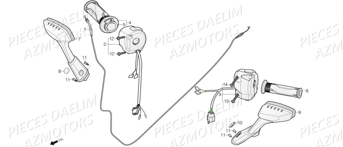 Commodos Retroviseurs AZMOTORS Pieces Scooter DAELIM XQ1 125 D