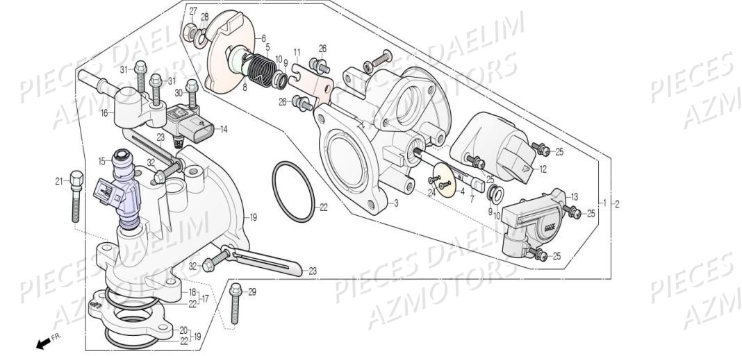 CORPS DE PAPILLON CARBURATION AZMOTORS XQ1 125D