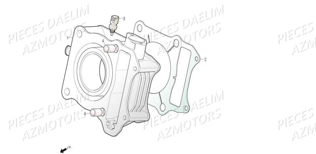 Cylindre AZMOTORS Pieces Scooter DAELIM XQ1 125 D