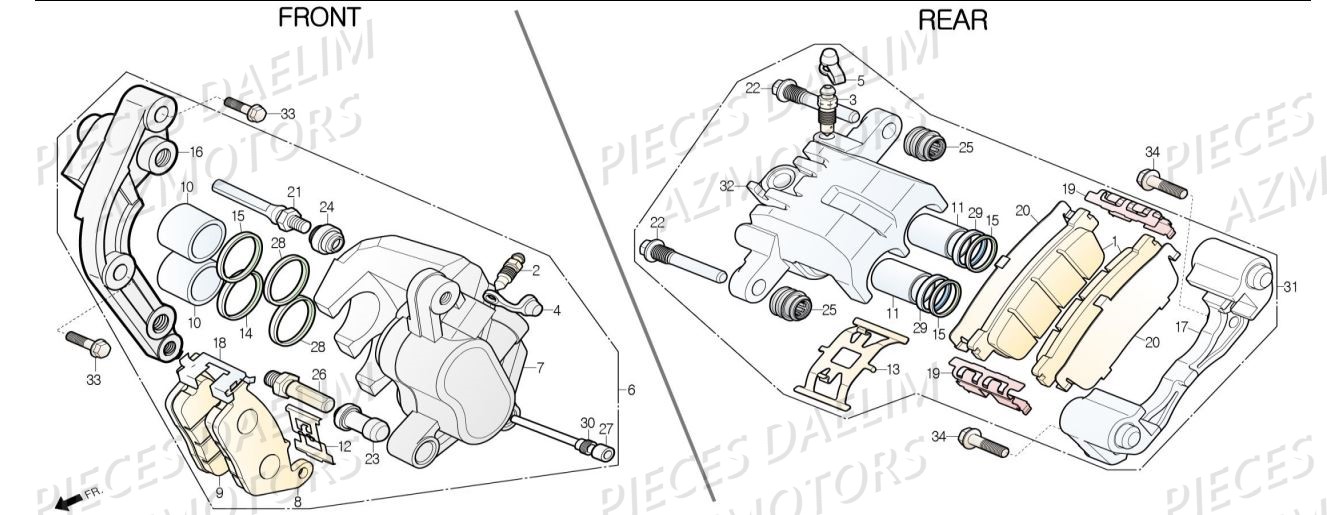 Etrier De Freins AZMOTORS Pieces Scooter DAELIM XQ1 125 D