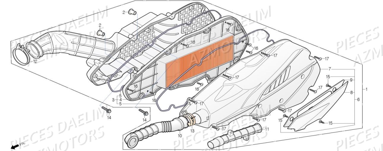 Filtre A Air AZMOTORS Pieces Scooter DAELIM XQ1 125 D
