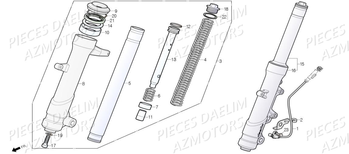 Fourche AZMOTORS Pieces Scooter DAELIM XQ1 125 D