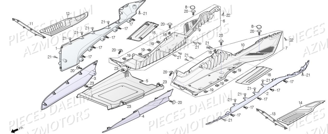 Plancher AZMOTORS Pieces Scooter DAELIM XQ1 125 D