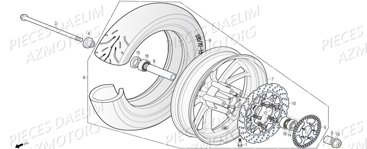 Roue Avant DAELIM Pieces Scooter DAELIM XQ1 125 D