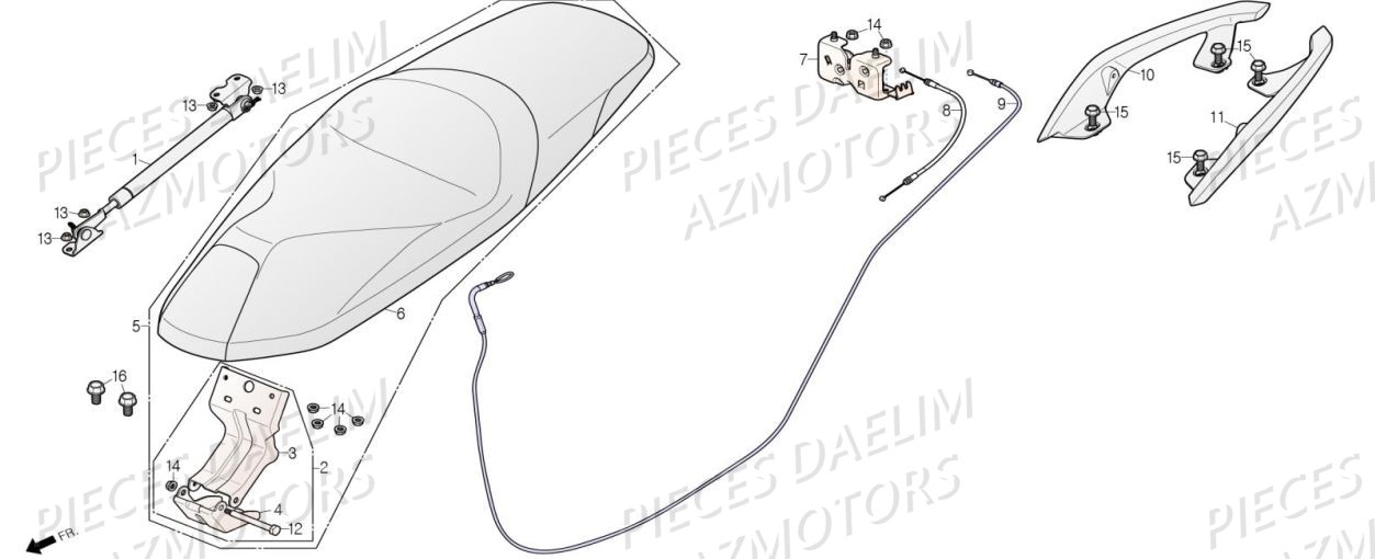 Selle AZMOTORS Pieces Scooter DAELIM XQ1 125 D