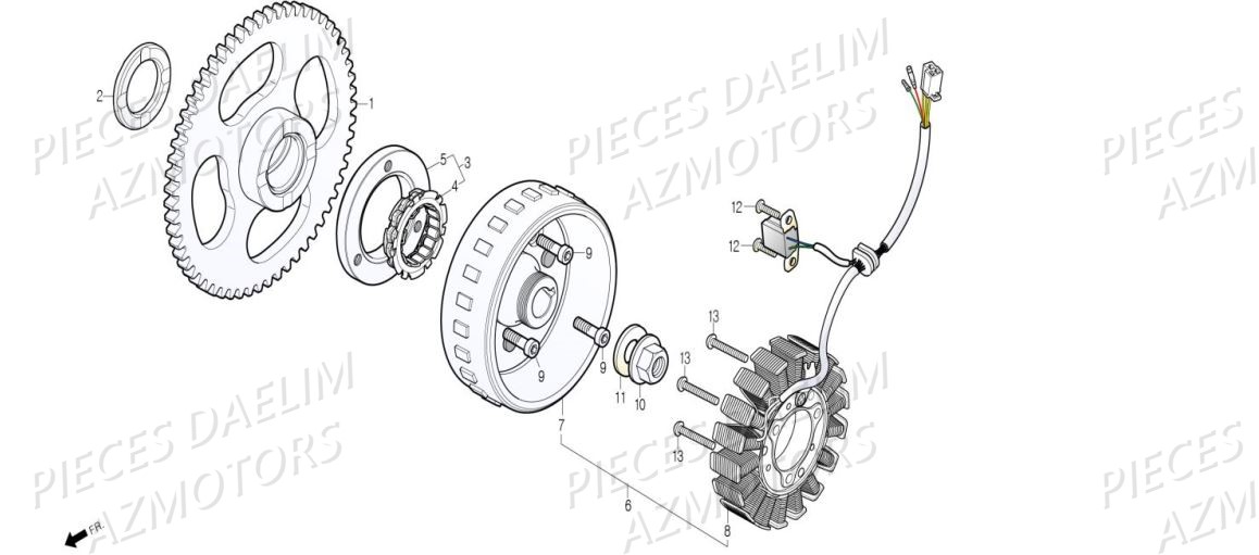 Stator Alternateur AZMOTORS Pieces Scooter DAELIM XQ1 125 D