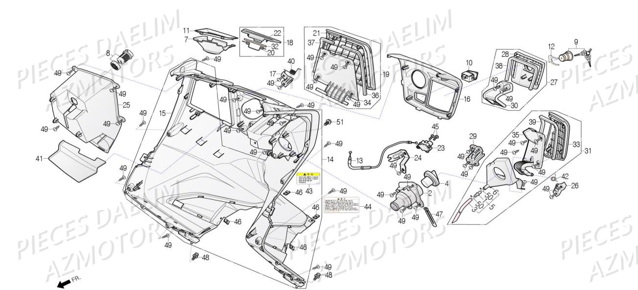 Tablier AZMOTORS Pieces Scooter DAELIM XQ1 125 D