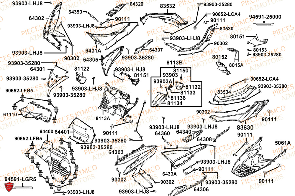 Carenage Avant KYMCO PIECES X-TOWN 125I CBS EURO 5+ (KS25BC)
