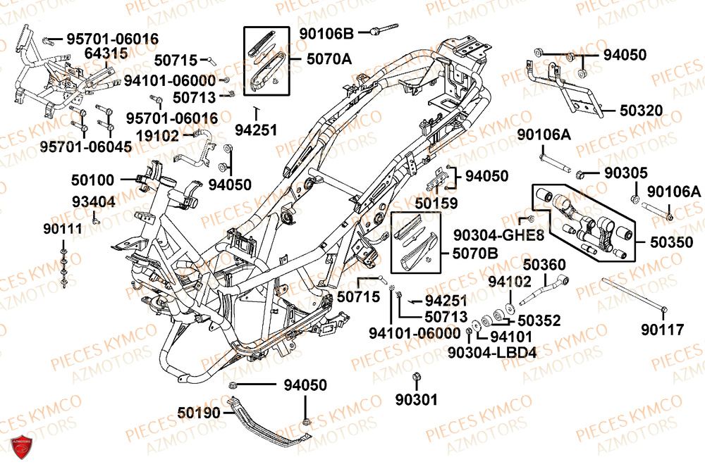 Chassis KYMCO PIECES X-TOWN 125I CBS EURO 5+ (KS25BC)