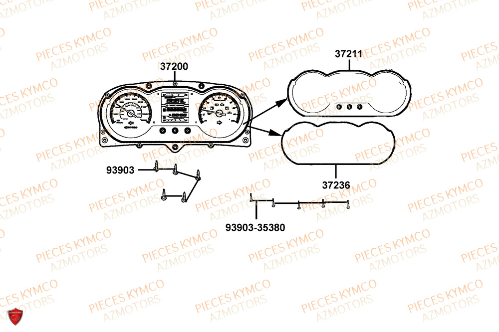 Compteur KYMCO PIECES X-TOWN 125I CBS EURO 5+ (KS25BC)