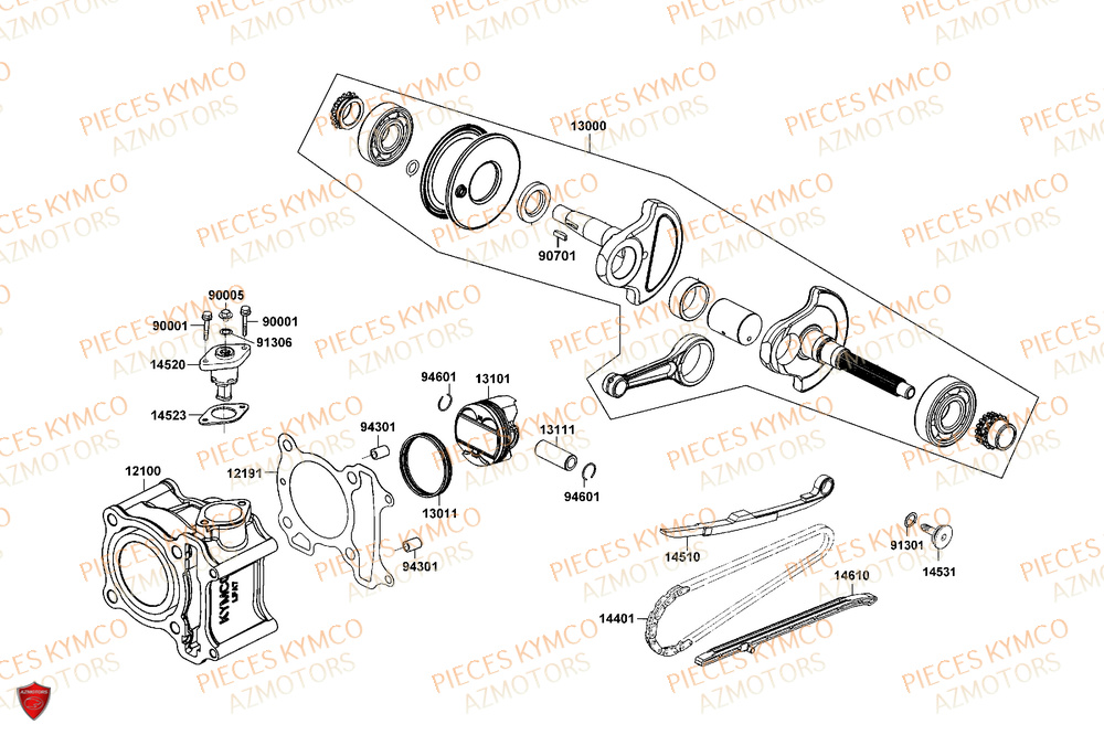 Cylindre KYMCO PIECES X-TOWN 125I CBS EURO 5+ (KS25BC)