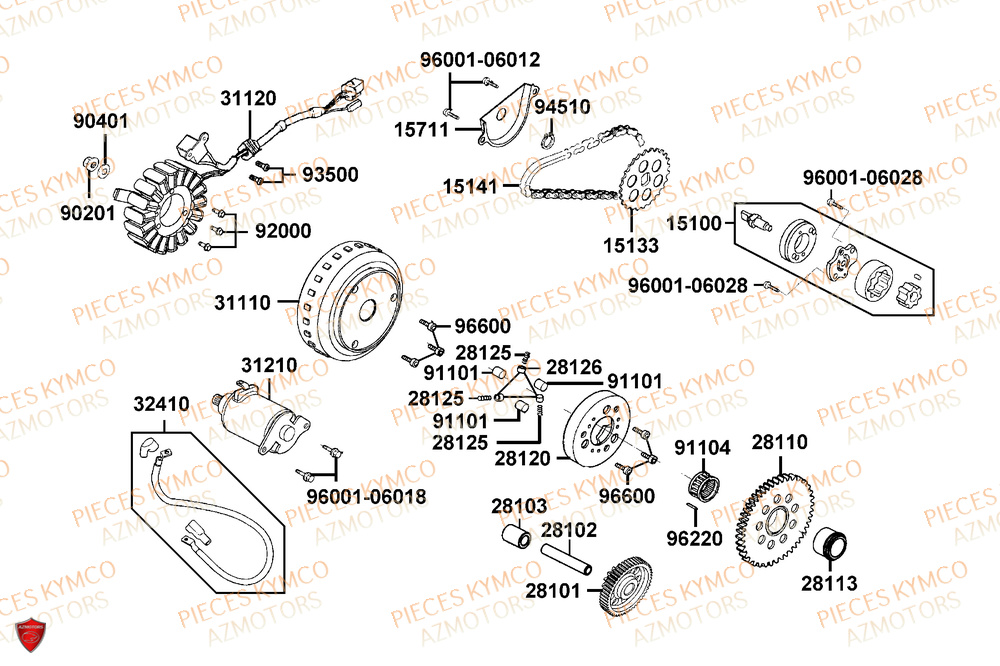 Demarreur KYMCO PIECES X-TOWN 125I CBS EURO 5+ (KS25BC)