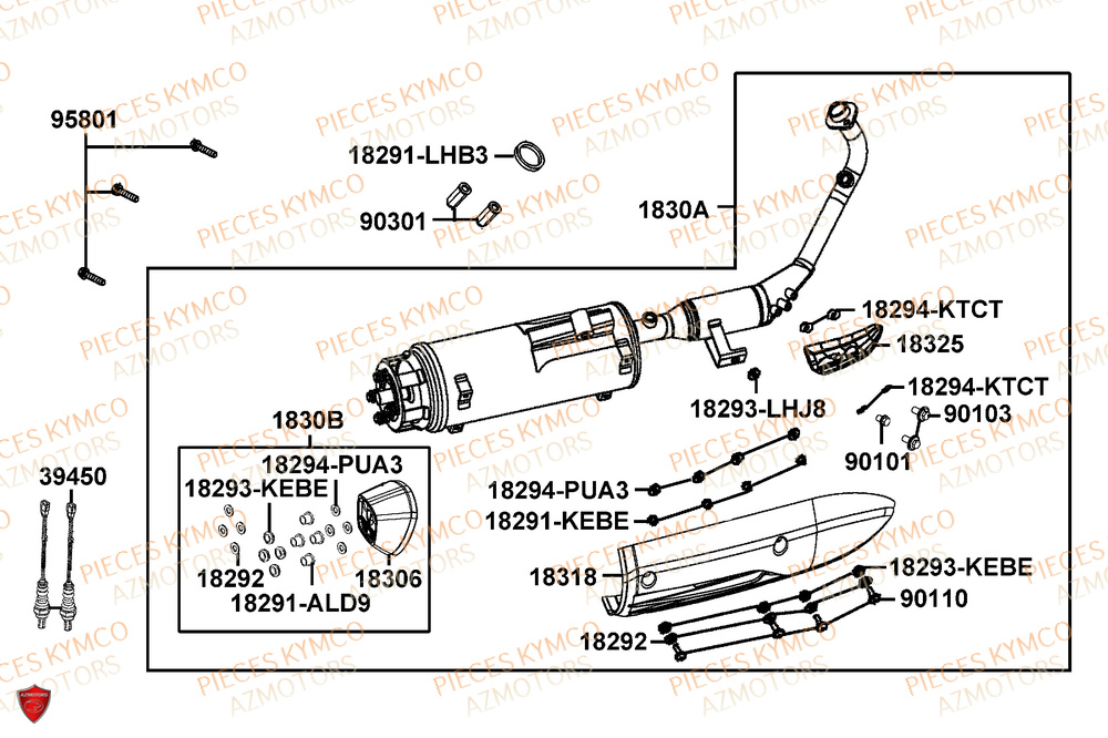 Echappement KYMCO PIECES X-TOWN 125I CBS EURO 5+ (KS25BC)