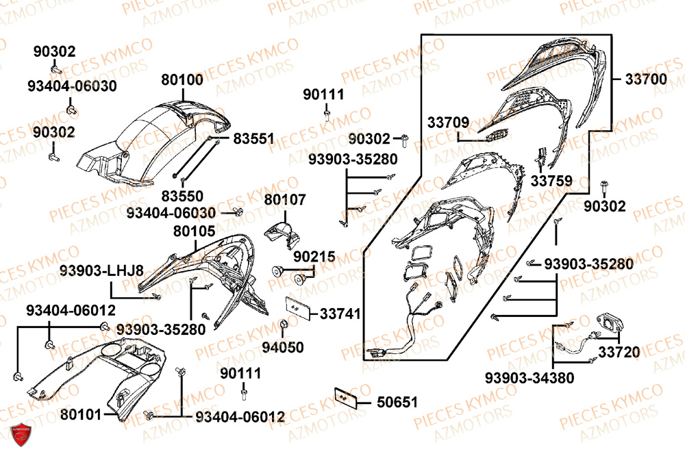 Feu Arriere KYMCO PIECES X-TOWN 125I CBS EURO 5+ (KS25BC)