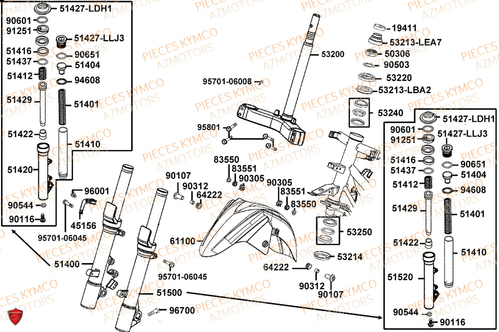 Fourche KYMCO PIECES X-TOWN 125I CBS EURO 5+ (KS25BC)