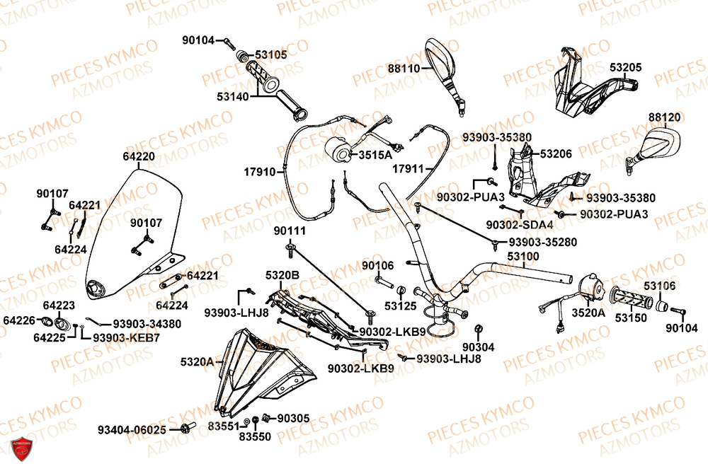 Guidon KYMCO PIECES X-TOWN 125I CBS EURO 5+ (KS25BC)