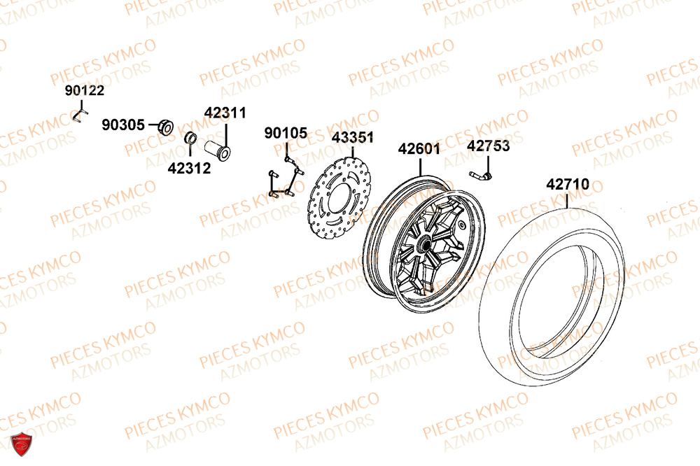 Roue Arriere KYMCO PIECES X-TOWN 125I CBS EURO 5+ (KS25BC)