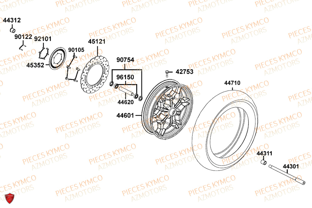 Roue Avant KYMCO PIECES X-TOWN 125I CBS EURO 5+ (KS25BC)