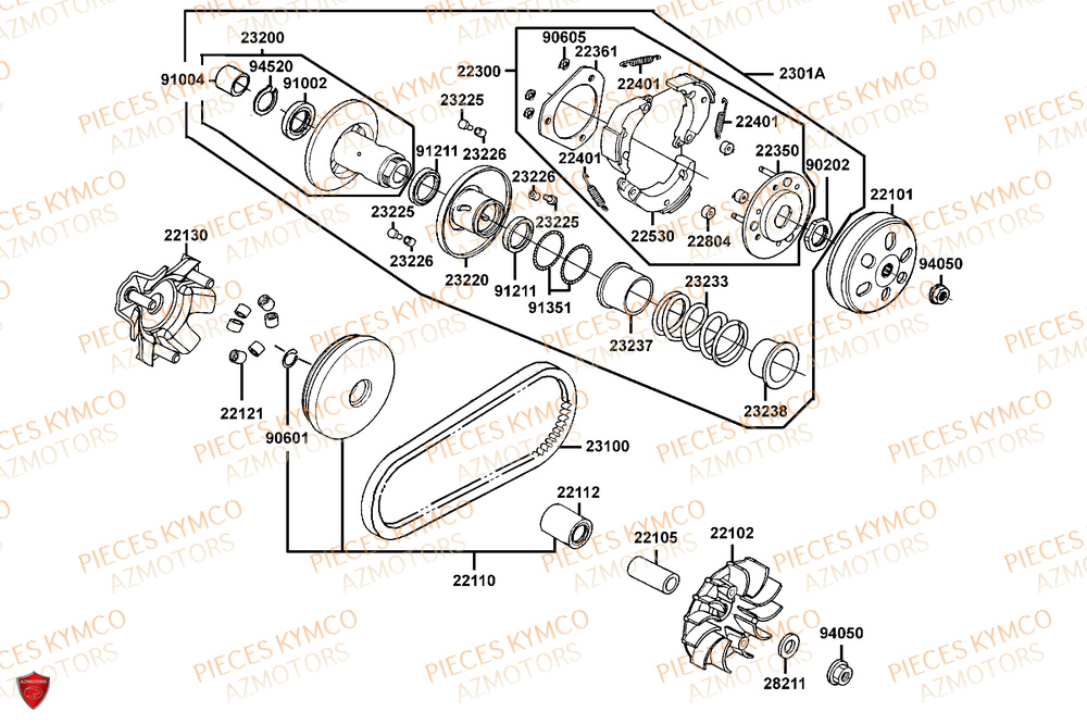 Variateur KYMCO PIECES X-TOWN 125I CBS EURO 5+ (KS25BC)