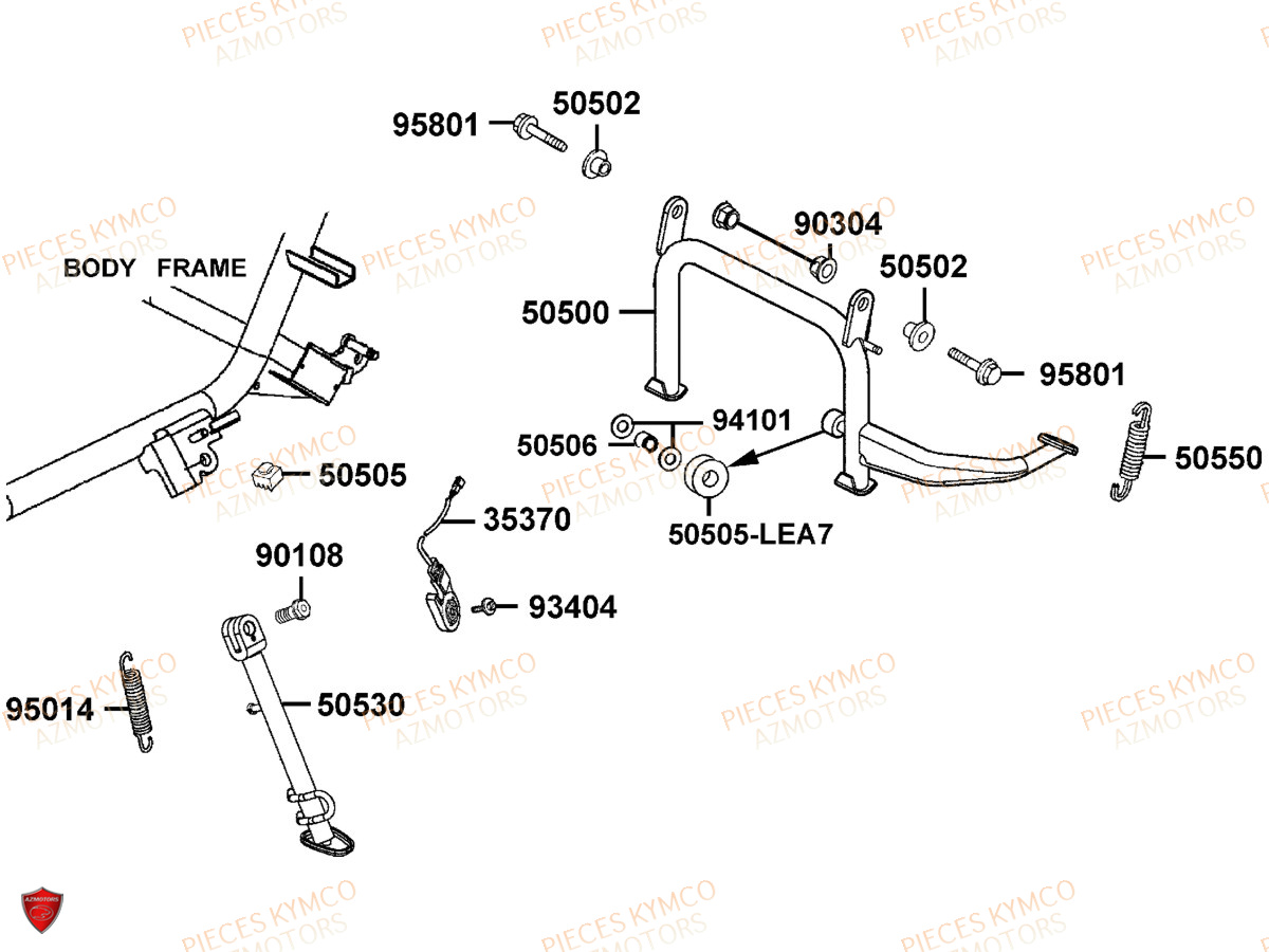 BEQUILLE KYMCO XTOWN 125 BLACK KAKI