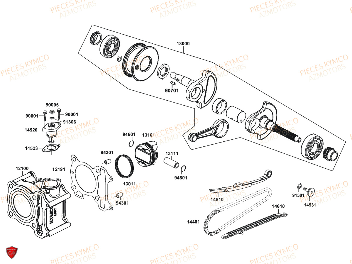 CYLINDRE PISTON pour XTOWN 125 BLACK KAKI