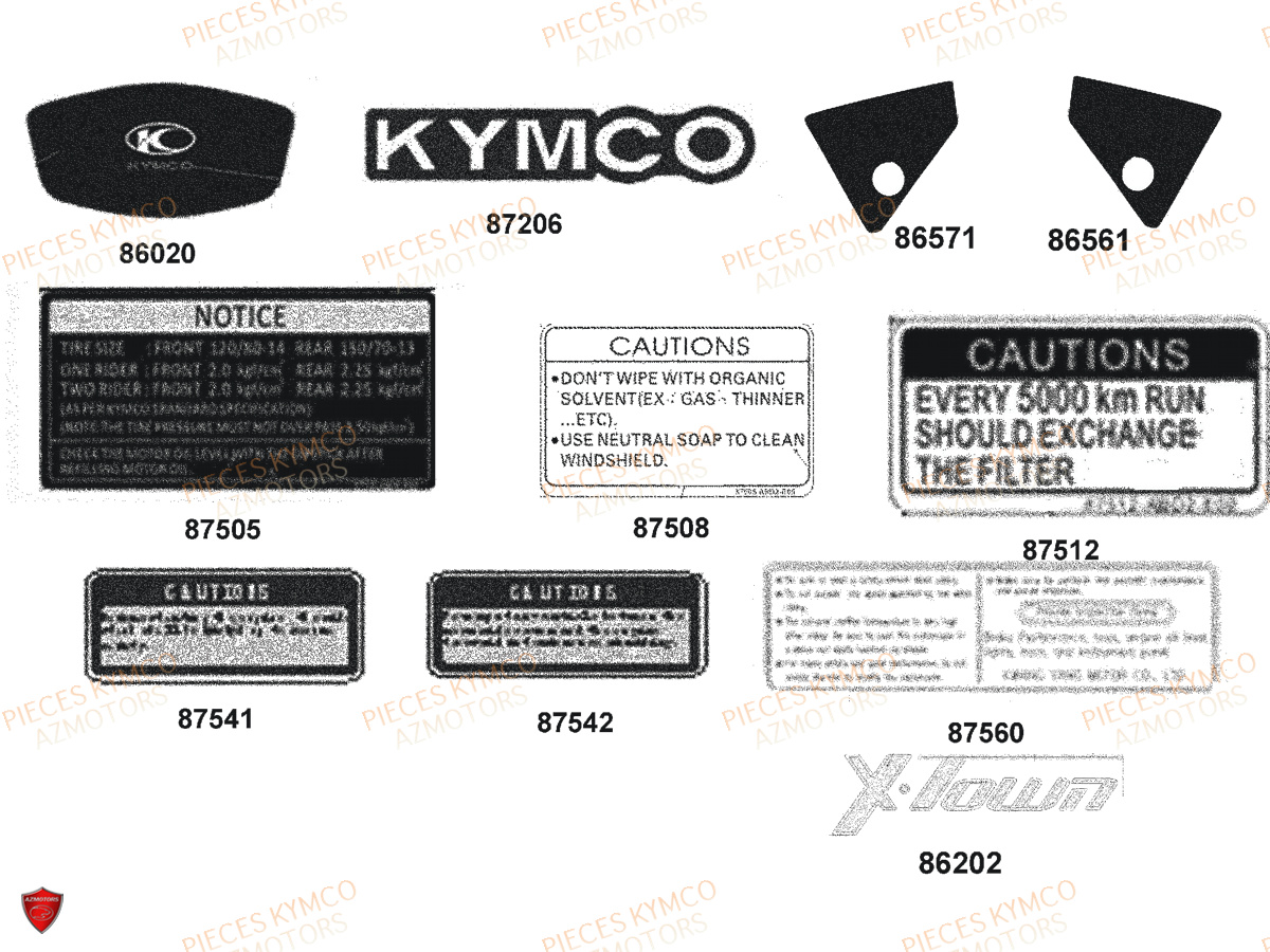 Decors KYMCO Pièces X.TOWN 125 I "BLACK KAKI" CBS EURO4 (KS25AE)