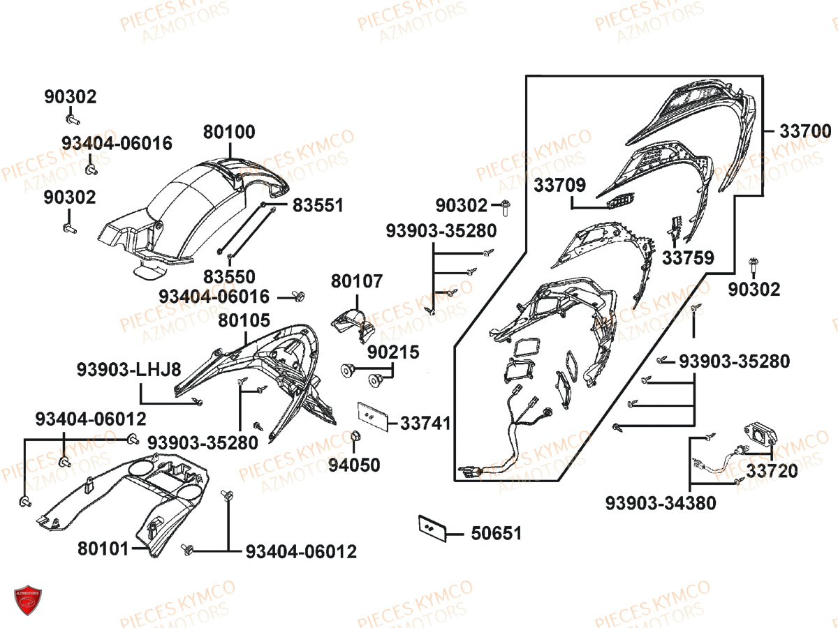 Feu Arriere KYMCO Pièces X.TOWN 125 I "BLACK KAKI" CBS EURO4 (KS25AE)