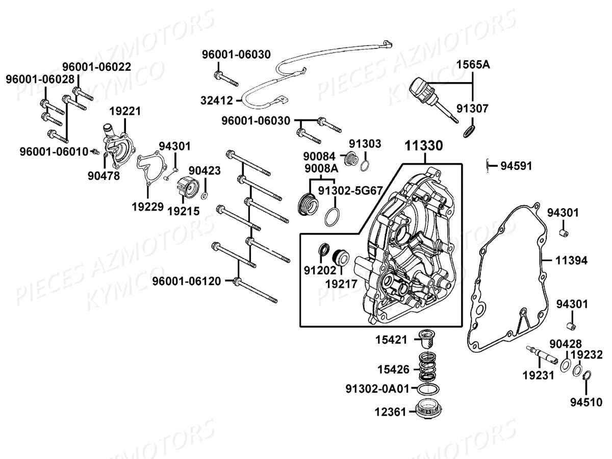 Carter Droit Pompe A Eau KYMCO Pièces X.TOWN CITY 125I CBS E4 (KS25CA)