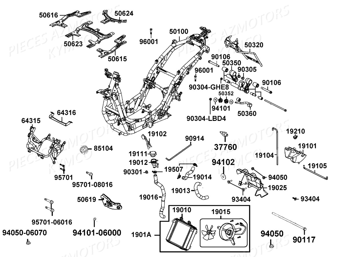 CHASSIS REFROIDISSEMENT pour XTOWN 125 CITY CBS E4