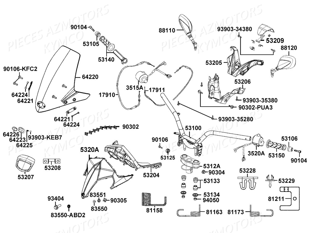 GUIDON RETROVISEURS pour XTOWN 125 CITY CBS E4