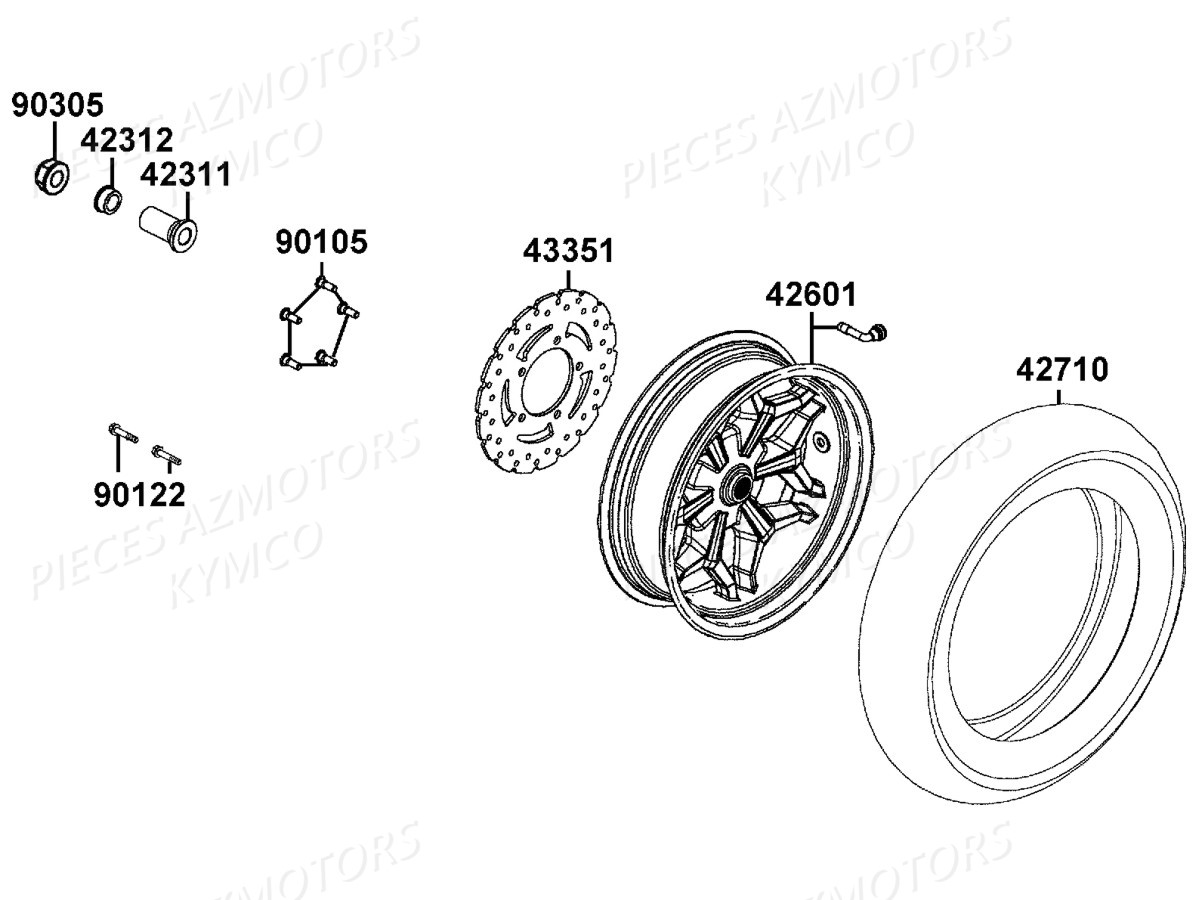 Roue Arriere KYMCO Pièces X.TOWN CITY 125I CBS E4 (KS25CA)