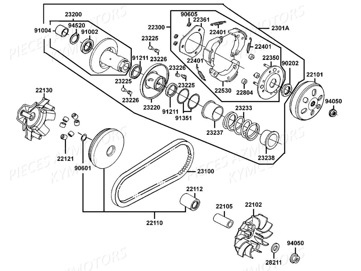 Variateur Embrayage KYMCO Pièces X.TOWN CITY 125I CBS E4 (KS25CA)