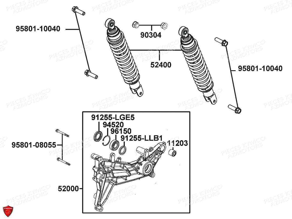 Amortisseurs KYMCO PIECES X.TOWN 300 I ABS EURO 4 (KS60AB)
