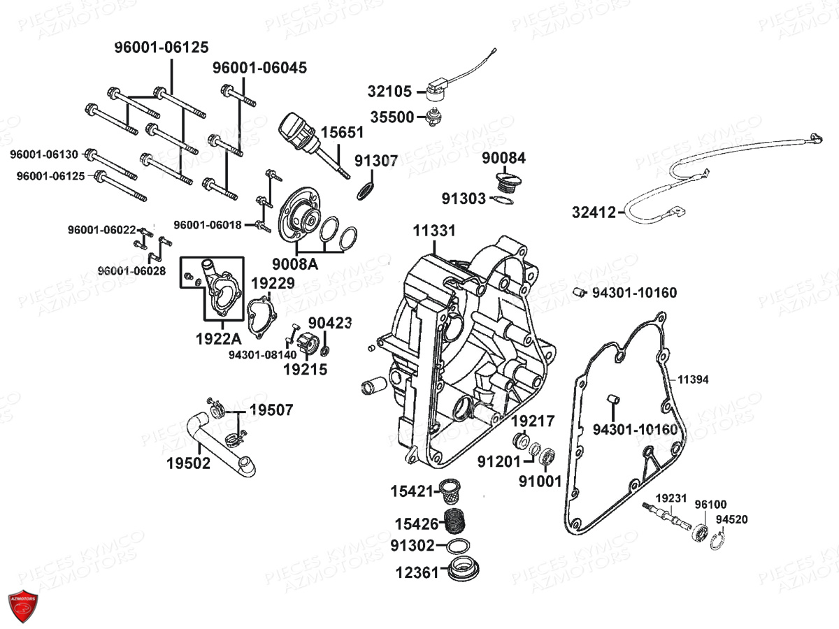 CARTER_DROIT_POMPE_A_EAU KYMCO PIECES SCOOTER KYMCO X.TOWN 300 I ABS EURO 4 (KS60AB)
