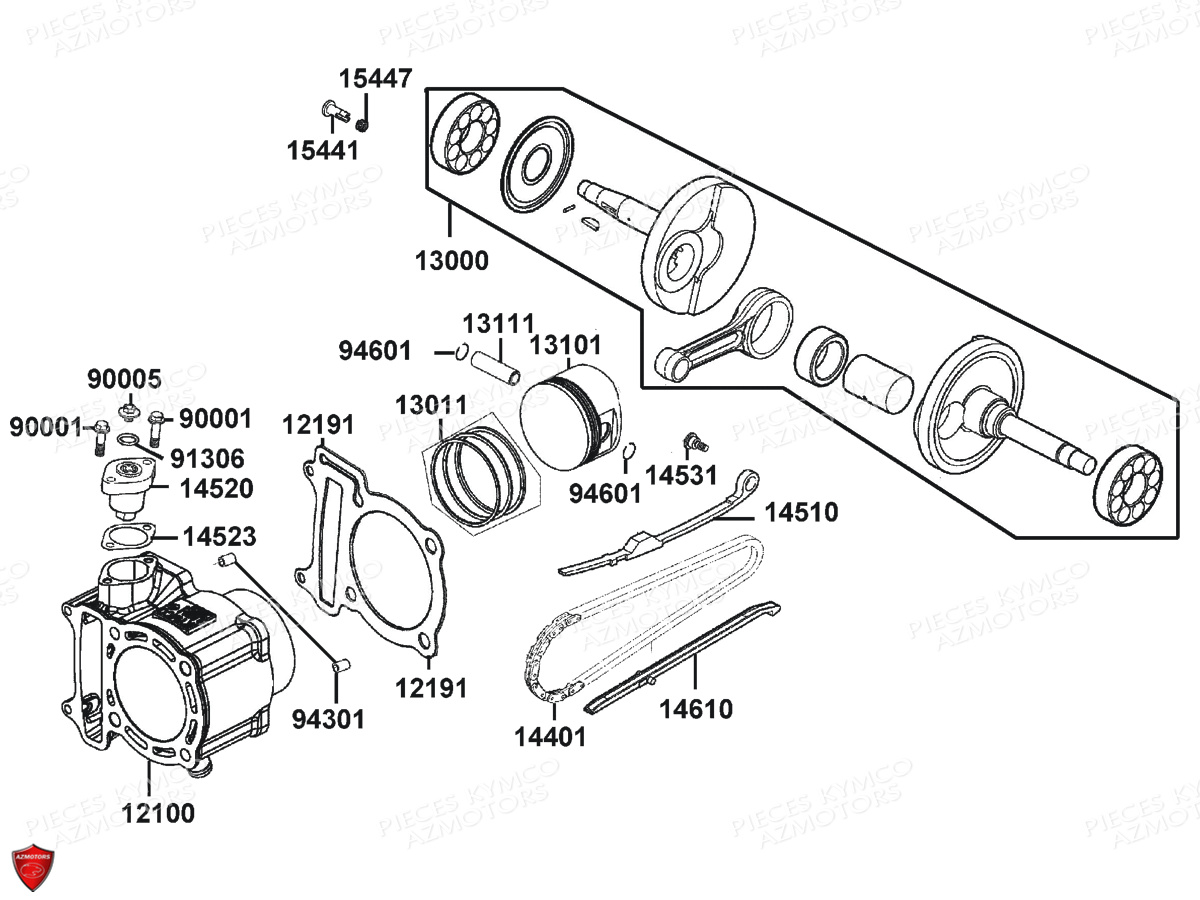Cylindre Piston KYMCO PIECES X.TOWN 300 I ABS EURO 4 (KS60AB)