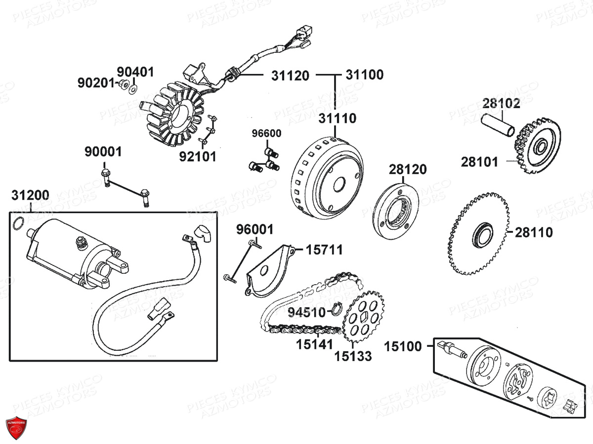 Demarreur Allumage KYMCO PIECES X.TOWN 300 I ABS EURO 4 (KS60AB)
