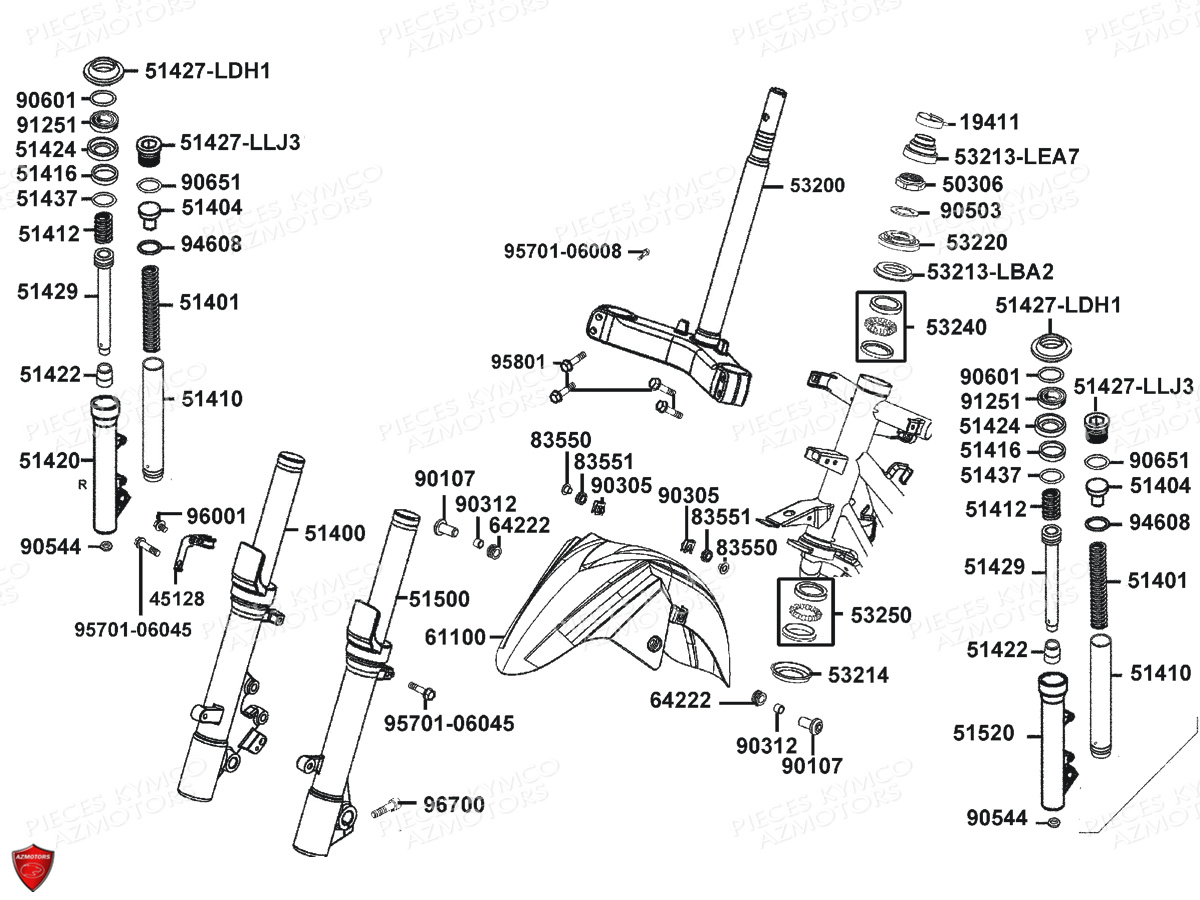 Fourche Garde Boue Avant KYMCO PIECES X.TOWN 300 I ABS EURO 4 (KS60AB)