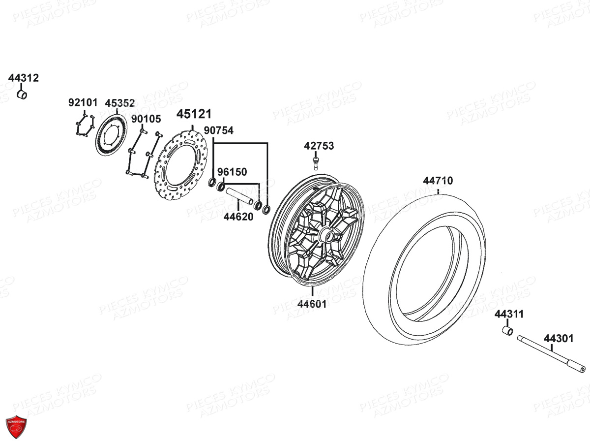 Roue Avant KYMCO PIECES X.TOWN 300 I ABS EURO 4 (KS60AB)